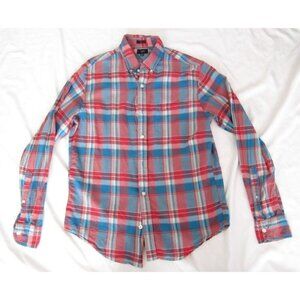 Men's J Crew Plaid Button Up Cotton Slim Long Sleeve Shirt Sz M (MT256)